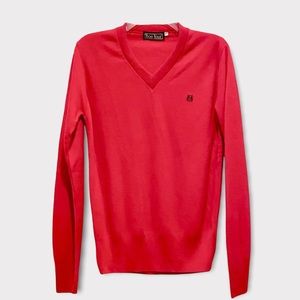 Vintage 90's Bonjour Red V-Neck Sweater Sz M